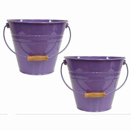 PERTRECHOS 5202E V S-2 Enameled Galvanized Steel Recycling Bin-Storage Container, Violet - Set of 2 PE2103496